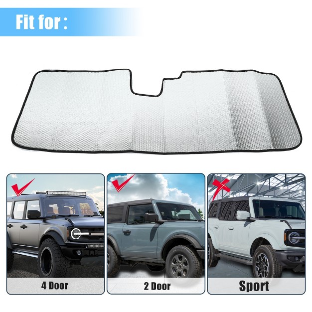 Unique Bargains Car Sun Visor Insulated Sun Shade Cover For Ford Bronco 2021 2022 Silver Tone 1 Pc