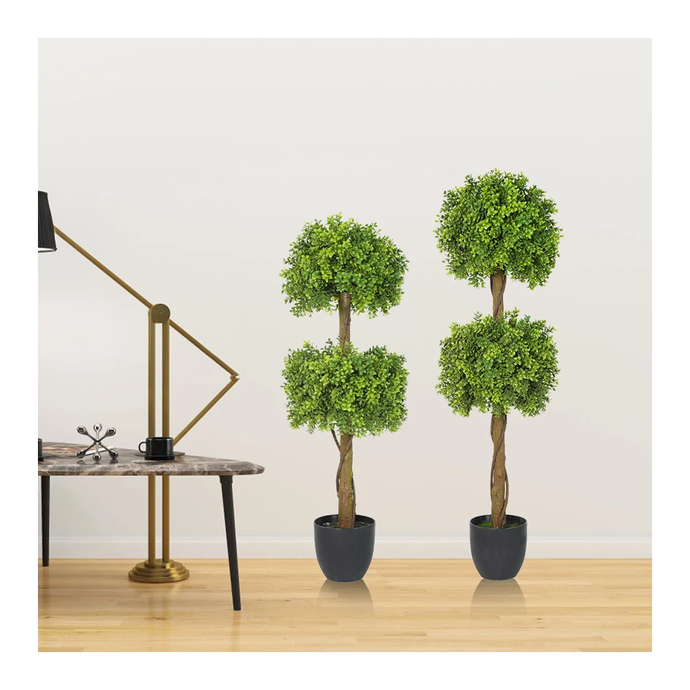 6.19 High Quality Plastic Topiary Grass Ball Boxwood Branch Plants Artificial Trees Bonsai for Indoor Decorative