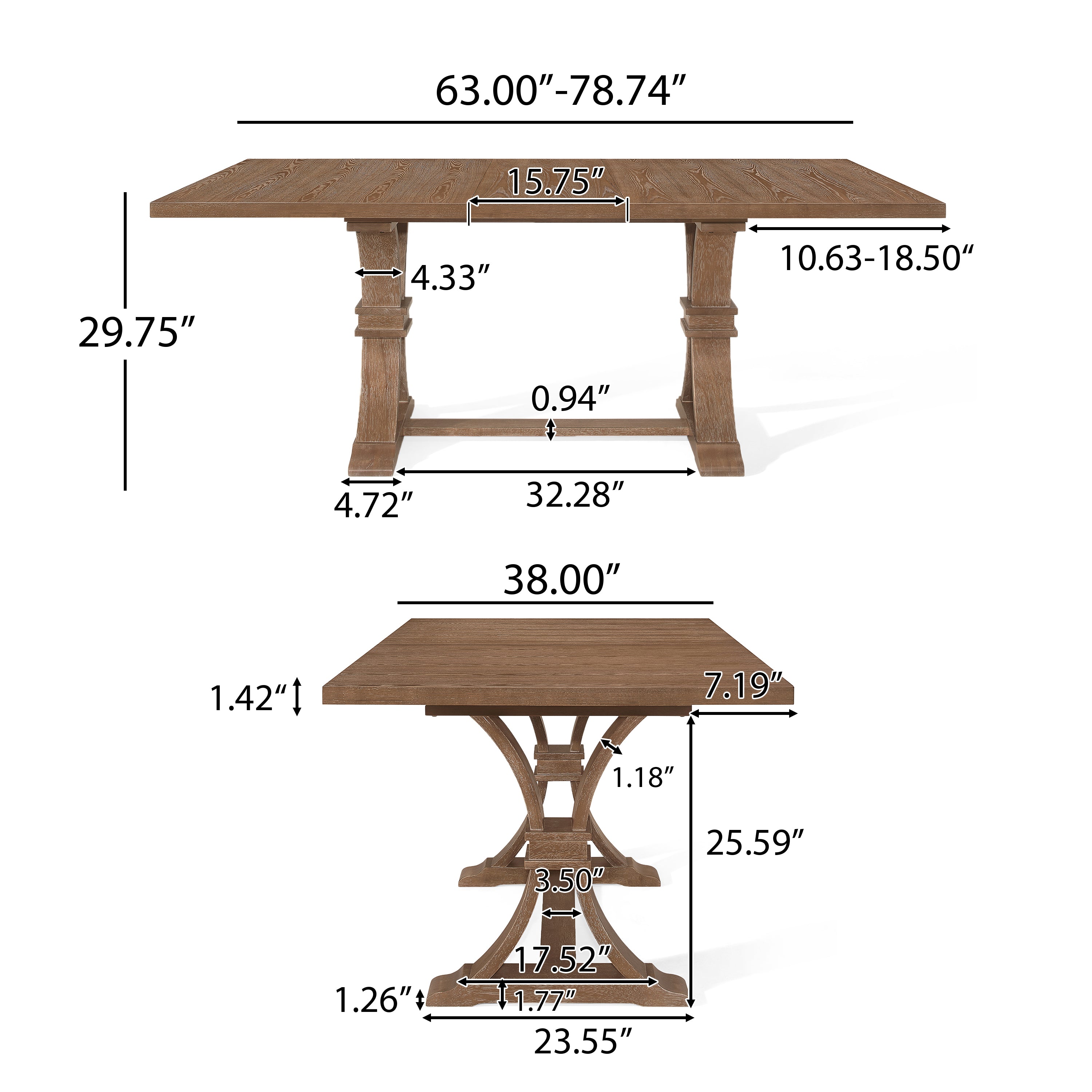 Aisenbrey French Country Fabric Upholstered Wood 7 Piece Expandable Dining Set