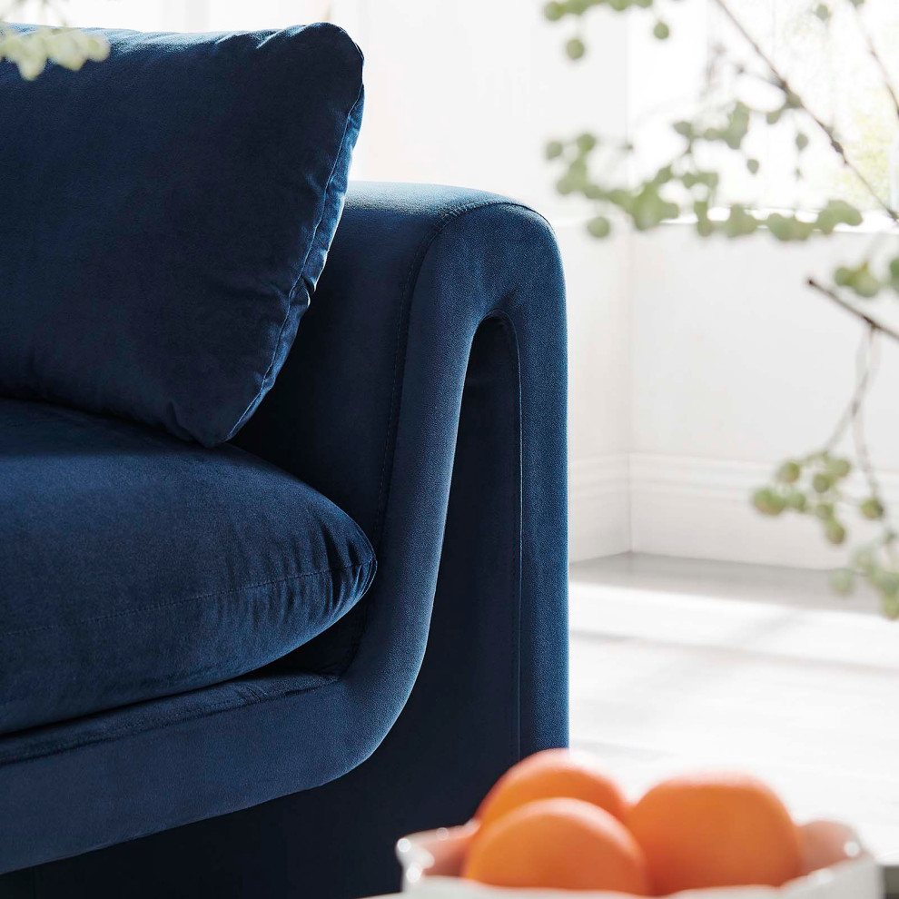 Waverly Performance Velvet Sofa  Midnight Blue   Contemporary   Sofas   by First of a Kind USA Inc  Houzz