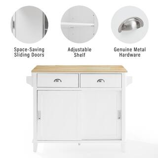 CROSLEY FURNITURE Cora White Kitchen Island with Drop Leaf CF3039NA-WH