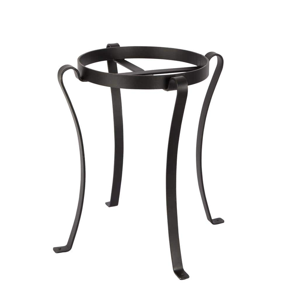 ACHLA DESIGNS 17 in. Tall Black Powder Coat Iron Small Helix I Flowerpot Plant Base Stand FB-03