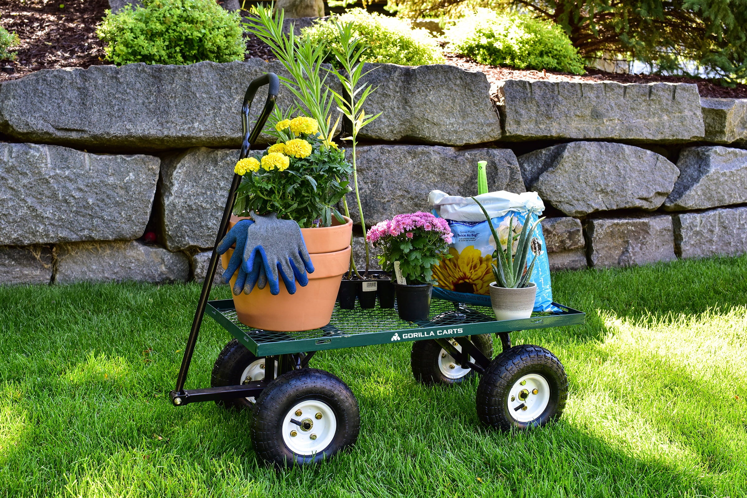 Gorilla Carts GOR400 400-lb. Steel Mesh Garden Cart with 10" Tires