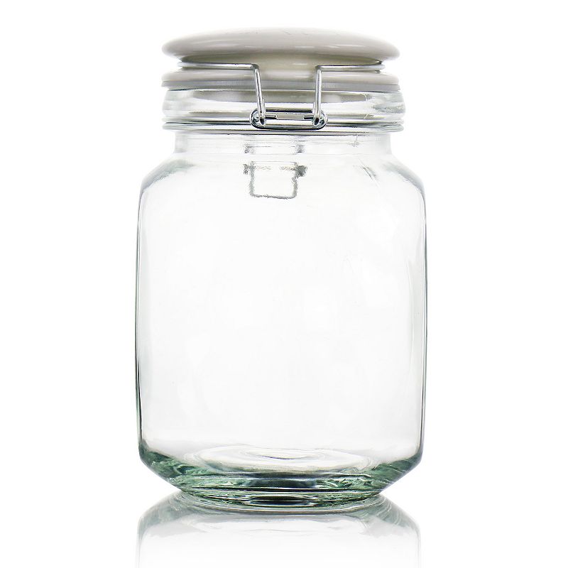 Gibson Home 1.9qt Glass Canister with Decorated Ceramic Lid