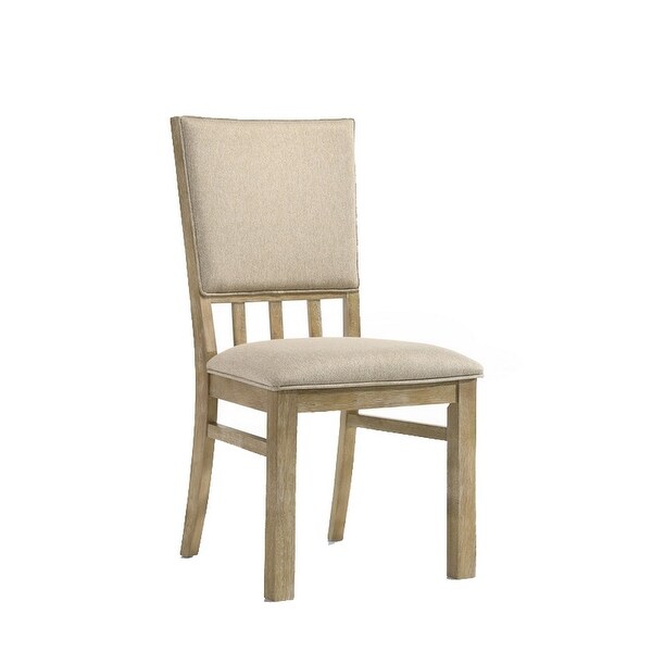 22 Inch Wood Dining Chairs Set of 2， Beige Cushioning， Slatted Low Back