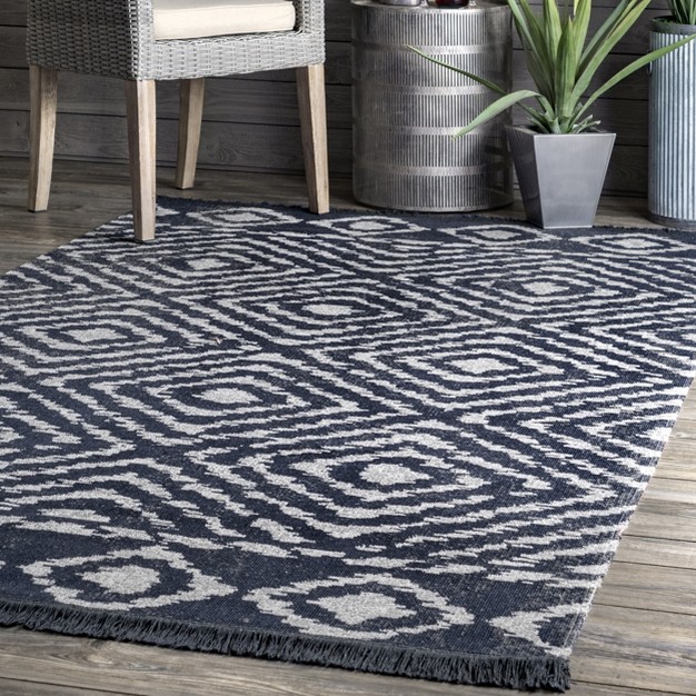 Nuloom Zaria Diamond Tiles Fringed Indoor outdoor Patio Area Rug