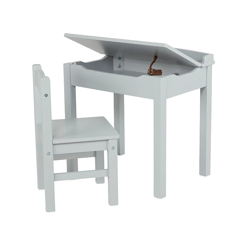 Melissa and Doug Child's Lift-Top Desk and Chair (Kids Furniture， Gray， 2 Pieces)