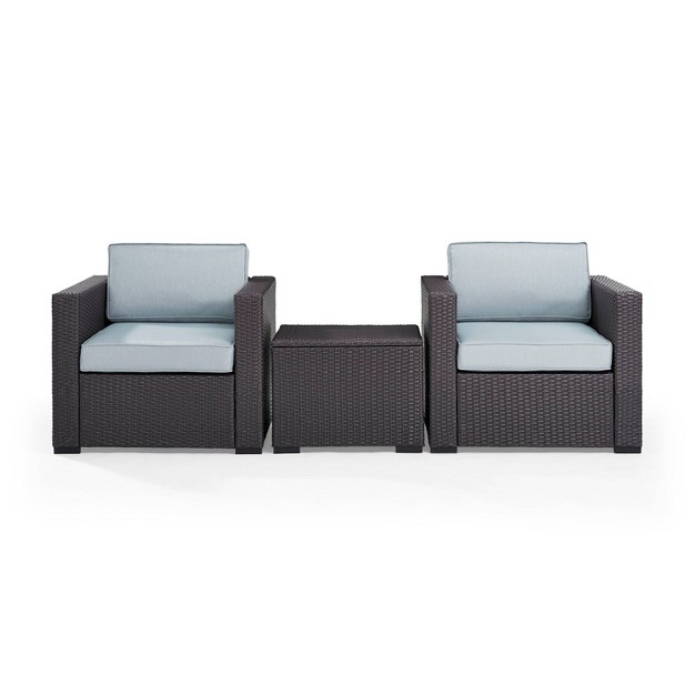 Biscayne 3pc Outdoor Wicker Seating Set Mist Crosley