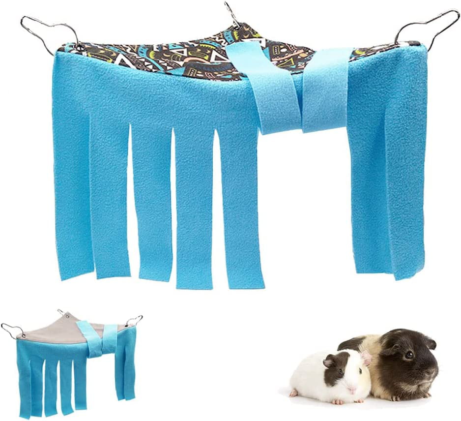 Guinea Pig Hideout Hideaway Corner Fleece Toys Cage Accessories， Geo/Gray