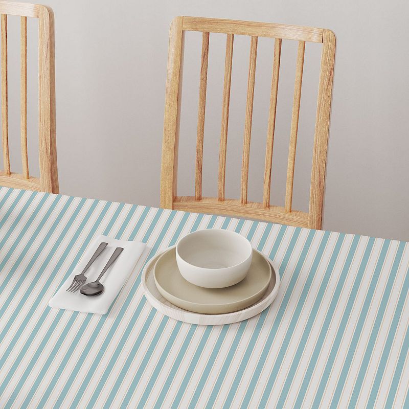 Square Tablecloth， 100% Cotton， 60x60， Blue Horizontal Stripe