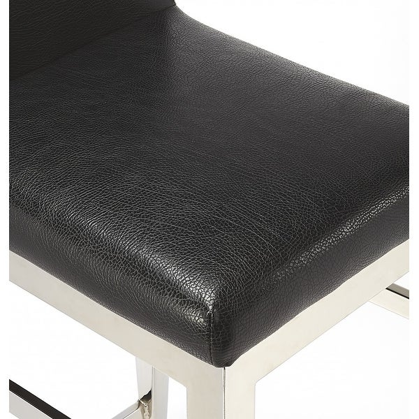 Stainless Steel and Black Faux Leather Counter Stool - 31.5