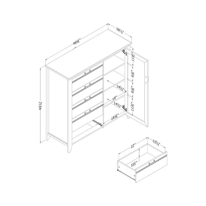 South Shore Lionel Door Chest with 5 Drawers