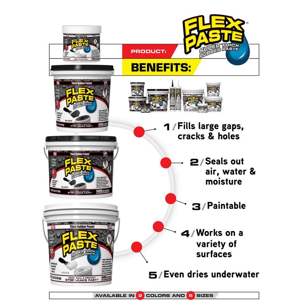 FLEX SEAL FAMILY OF PRODUCTS Flex Paste 3 lb. White All Purpose Strong Flexible Watertight Multipurpose Sealant (4-Pack) PFSWHTR32-CS