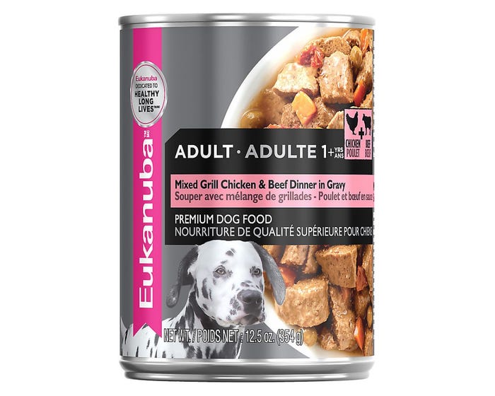 Eukanuba Adult Mixed Grill Chicken and Beef Dinner in Gravy， 12.5 oz. Can