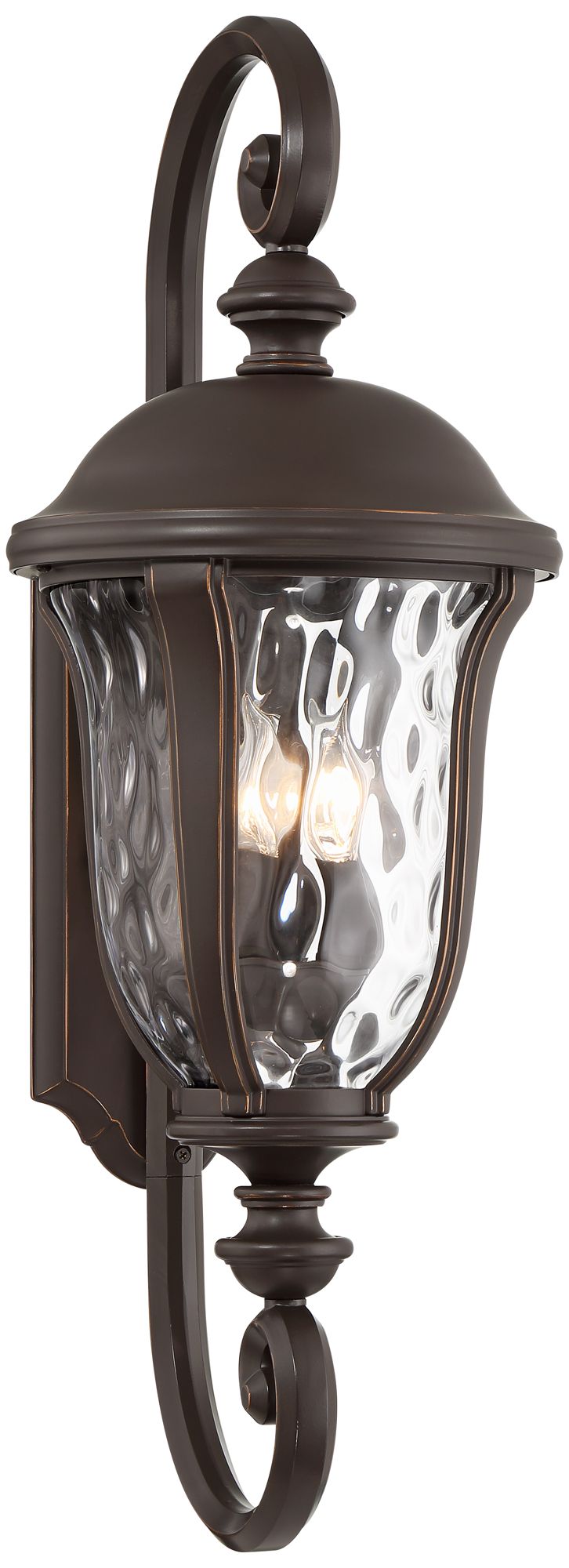 John Timberland Rustic Farmhouse Outdoor Wall Light Fixture Bronze 27 1/4" Clear Hammered Glass Shade for Exterior Barn Deck House Porch Yard Patio