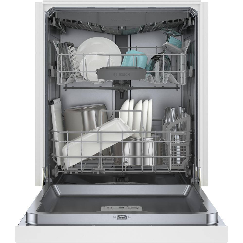 Bosch 300 Series 24 in. White Front Control Tall Tub Dishwasher with Stainless Steel Tub and 3rd Rack SHE53C82N