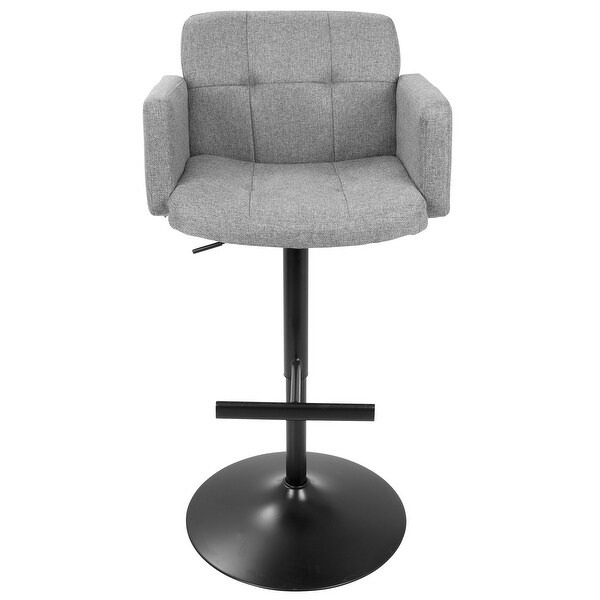 Strick and Bolton Lambert Grey Fabric and Black Metal Adjustable Bar Stool