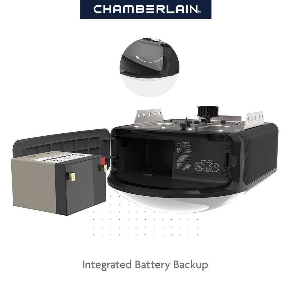 Chamberlain 34 HP LED Smart Quiet Belt Drive Garage Door Opener with Battery Backup B4613T