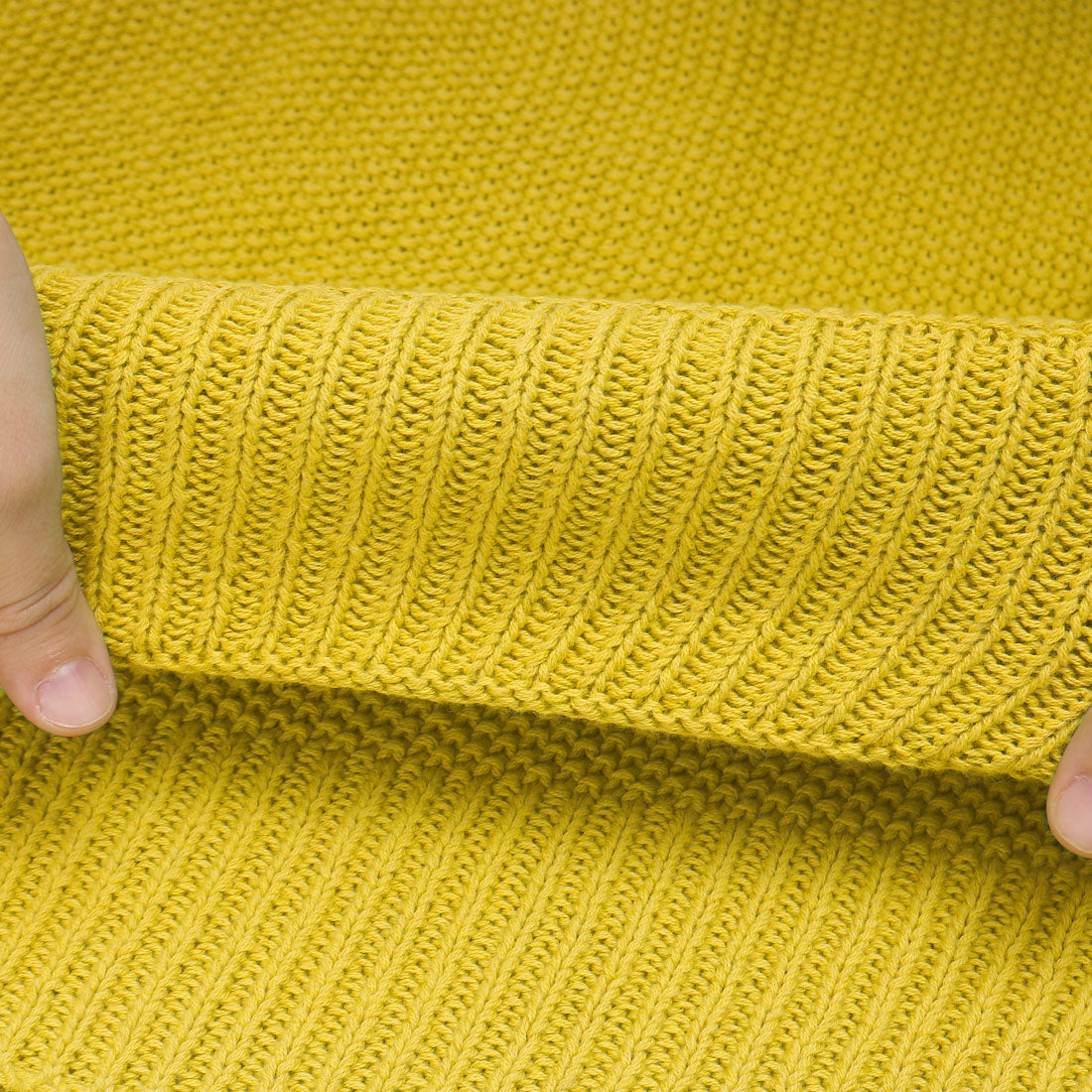 PiccoCasa Solid Knit Cotton Blanket for Couch and Sofa  Yellow 50