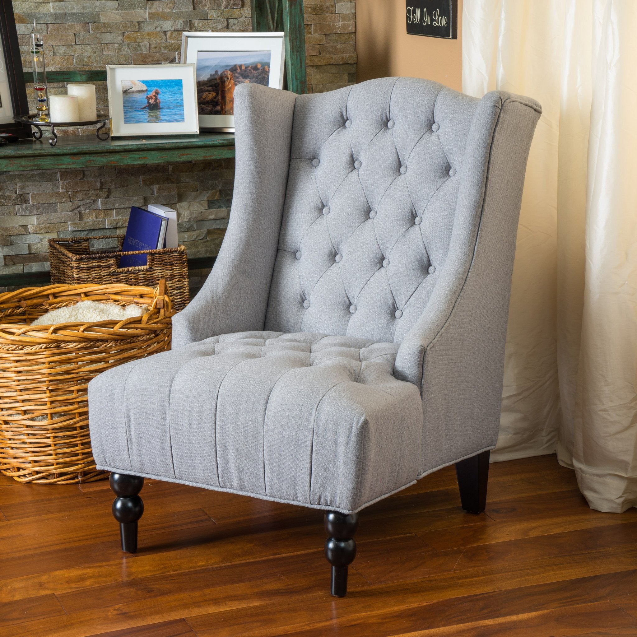 Clarice Fabric High Back Wingback  Accent Chair