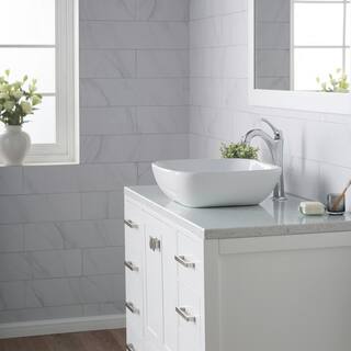 KRAUS Elavo Soft Square Ceramic Vessel Bathroom Sink in White KCV-127