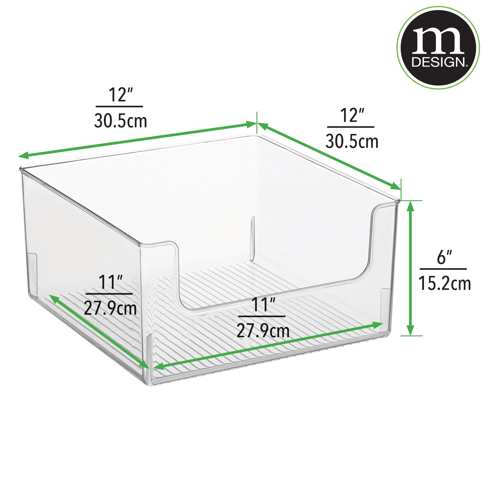 mDesign Modern Wide Plastic Open Front Dip Storage Organizer Bin Basket for Bathroom Organization - Vanity Shelf， Cubby， Cabinet， and Closet Organizing Decor - Ligne Collection - 2 Pack - Clear