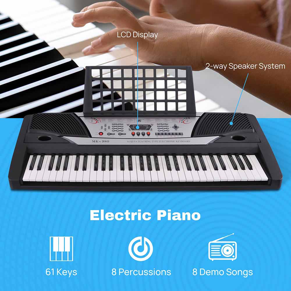 Yescom Musical Electronic Keyboard 61 Keys Instrument Black