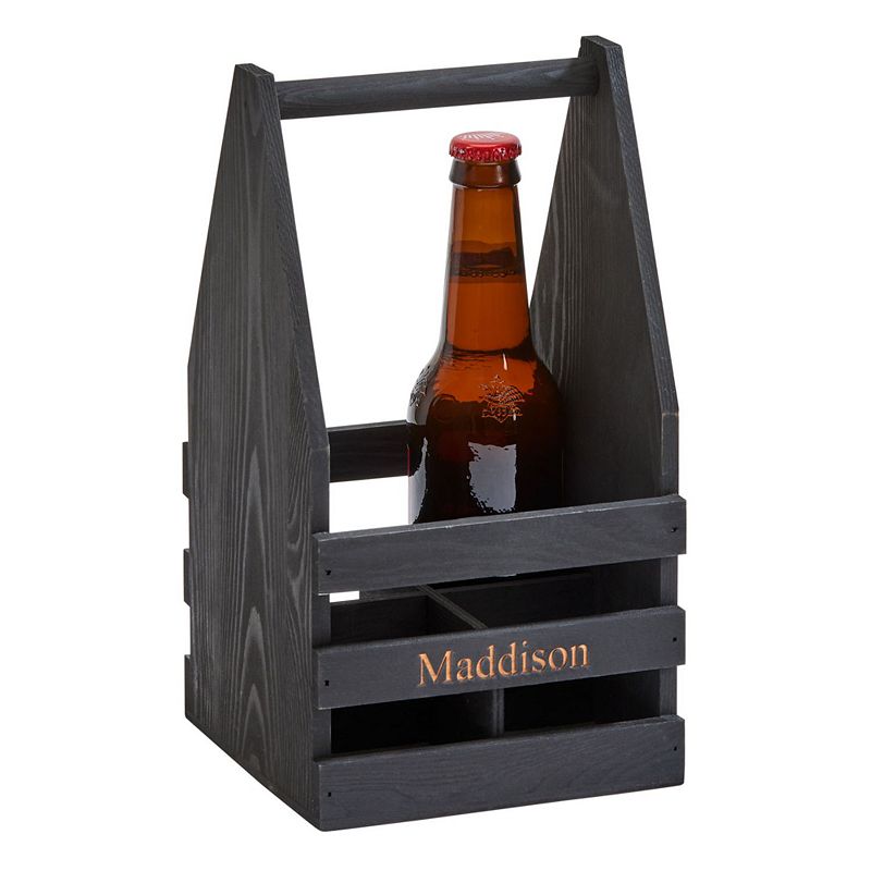 11 Black Wooden 4 Bottle Caddy