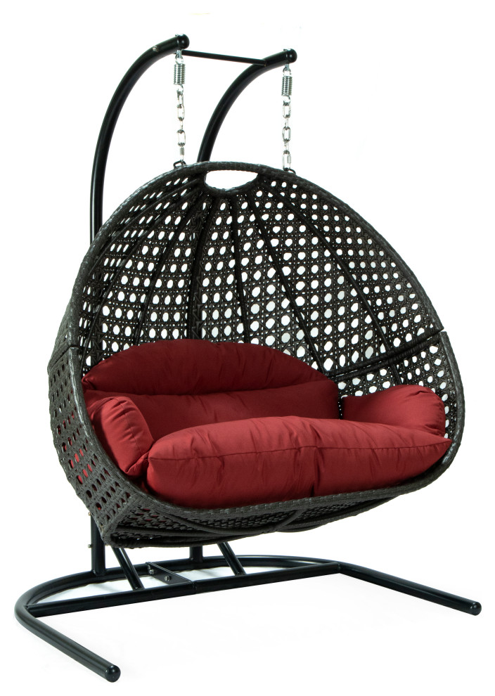 LeisureMod Wicker Hanging Double Egg Swing Chair   Traditional   Hammocks And Swing Chairs   by Uber Bazaar  Houzz