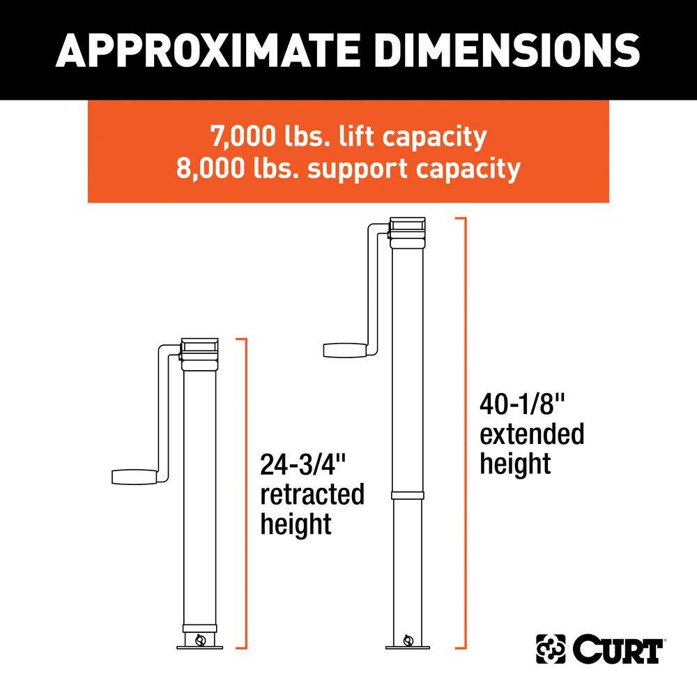 CURT Direct-Weld Square Jack with Side Handle (8000 lbs. 15