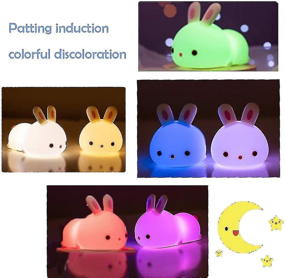 Colorful Silicone Rabbit Night Light For Children， As A Gift，(white)