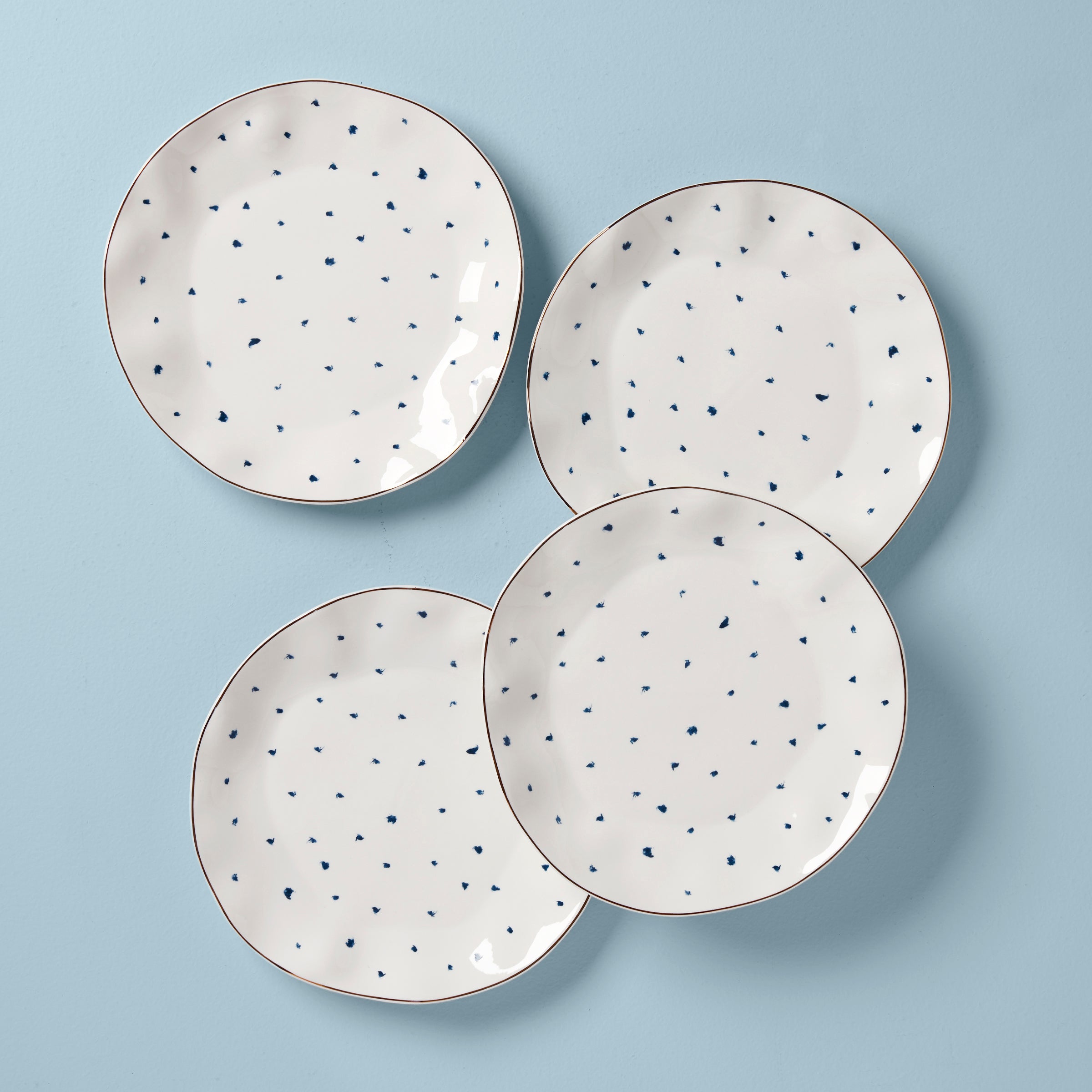 Blue Bay Dots 4-Piece Dinner Plate Set