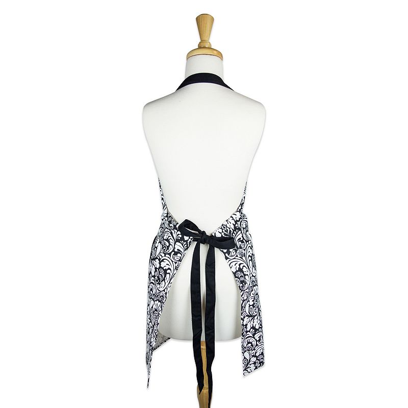 29 x 37.5 Black and White Damask Apron