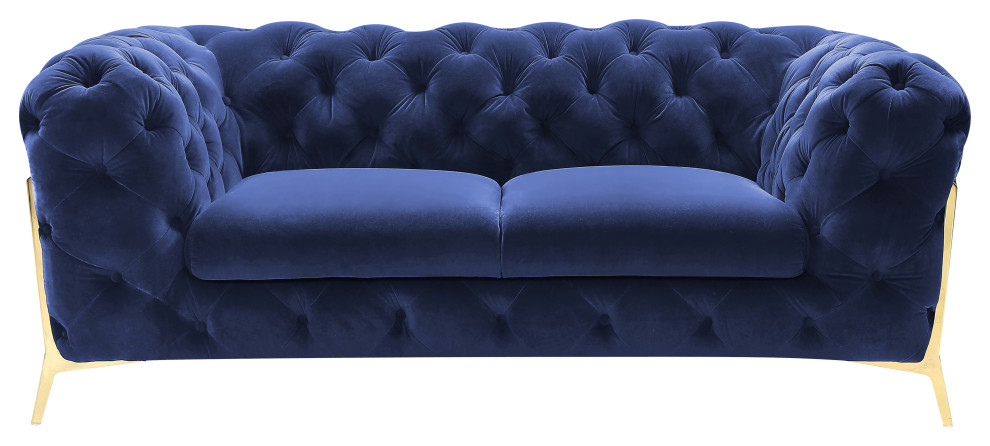 Divani Casa Quincey Transitional Blue Velvet Loveseat   Contemporary   Loveseats   by Vig Furniture Inc.  Houzz