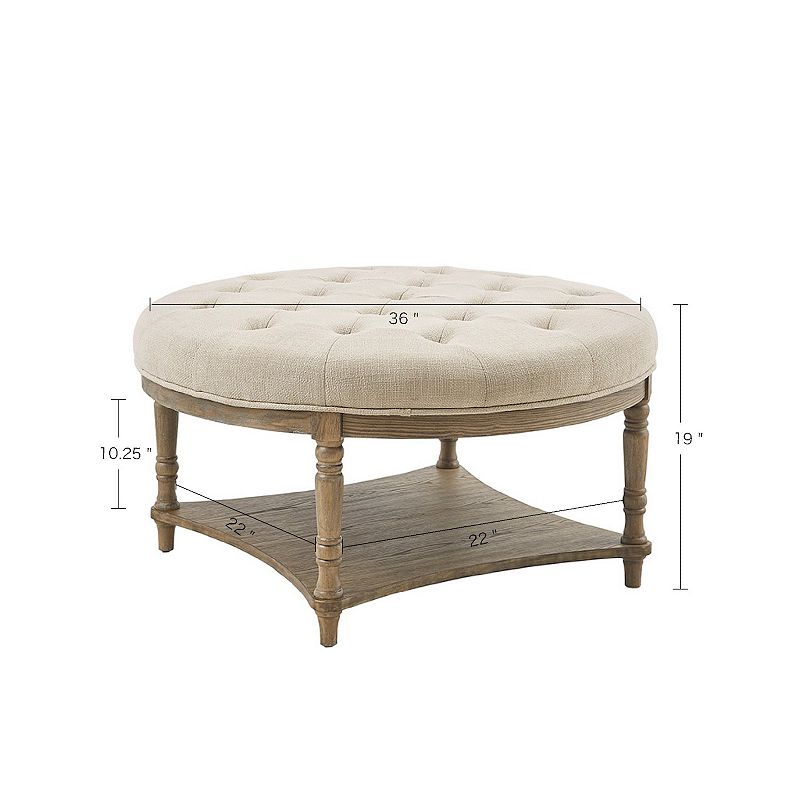 Martha Stewart Cedric Button Tufted Upholstered Ottoman