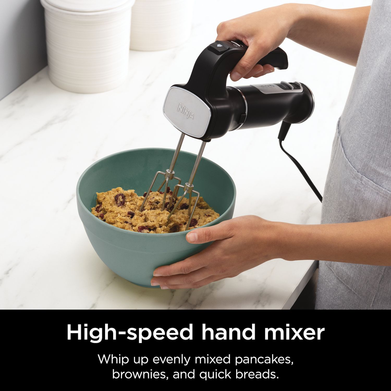 Ninja Foodi Power Mixer System Immersion Blender Hand Mixer Combo with Whisk and Beaters