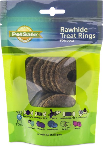 PetSafe Busy Buddy Natural Rawhide Rings Dog Treats， Size B