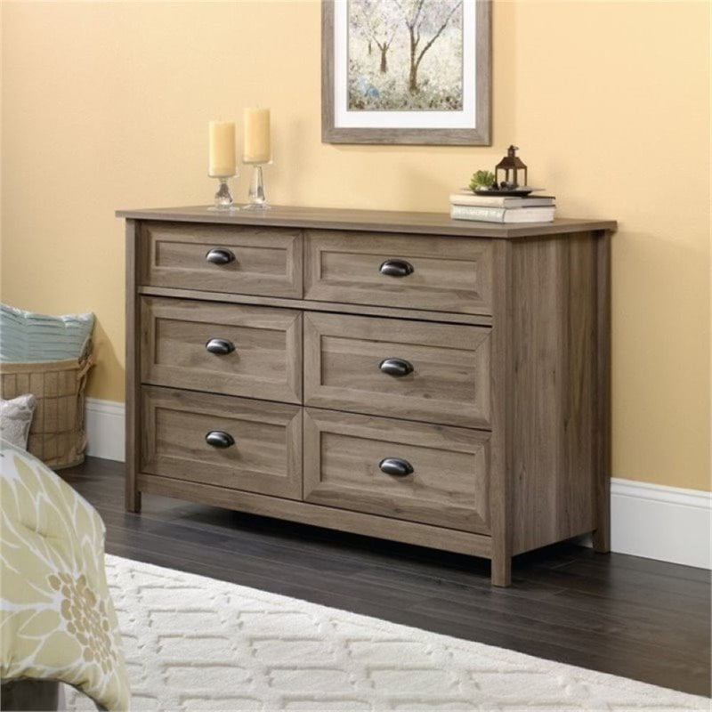 Bowery Hill Modern 6 Drawer Double Bedroom Dresser in Salt Oak