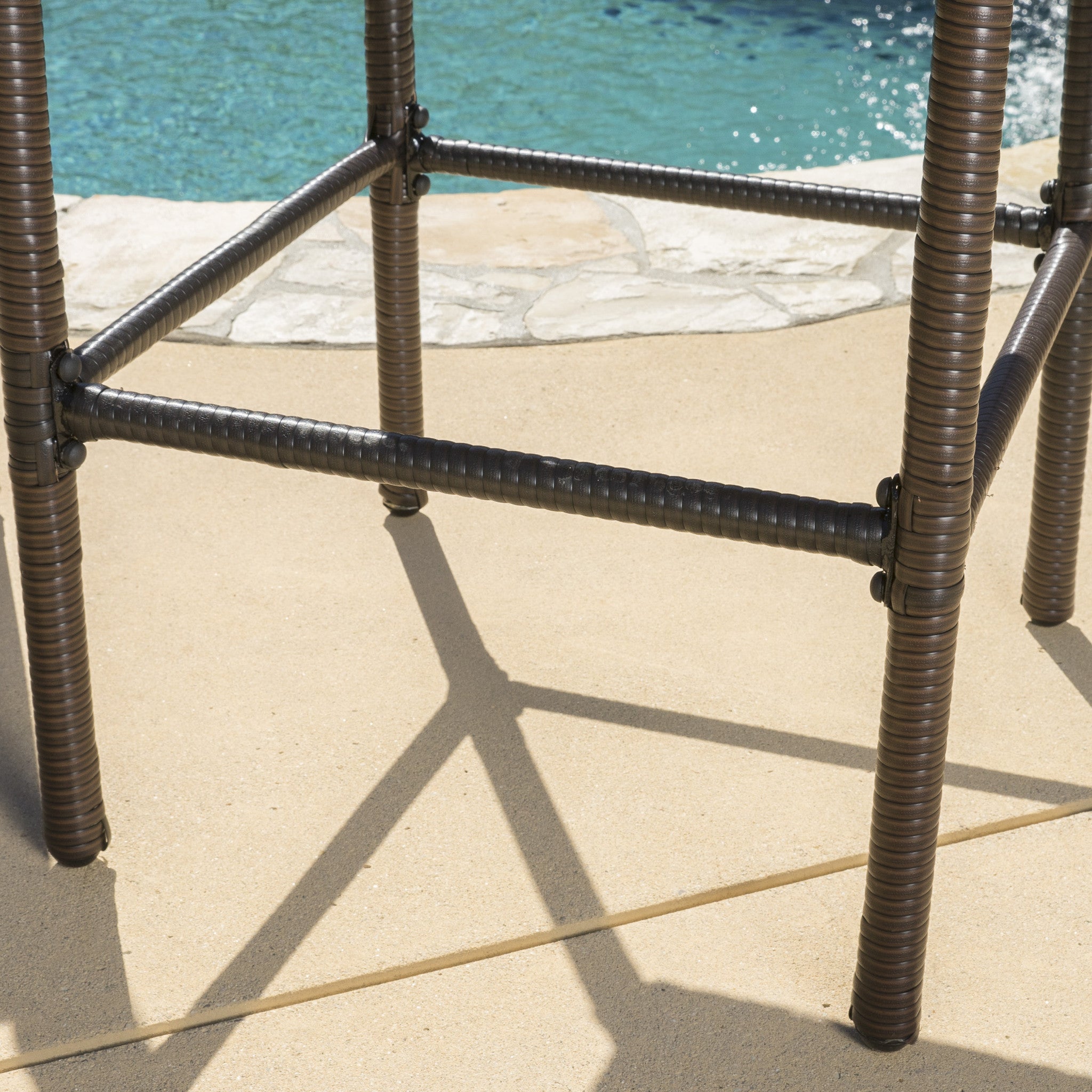 Stewart 30-Inch Outdoor Brown Wicker Barstool (Set of 4)