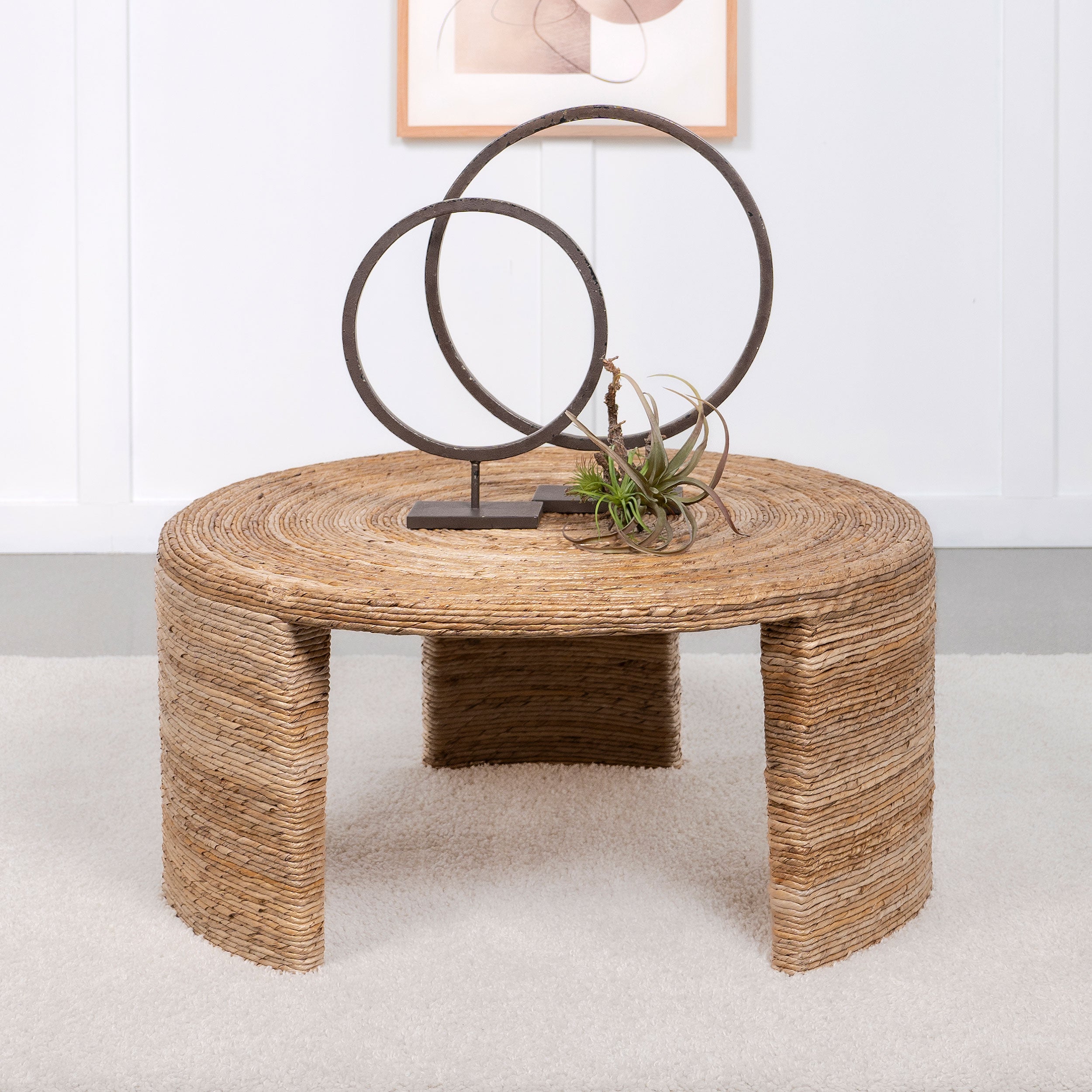 Artina Woven Rattan Round Coffee Table Natural Brown-708508