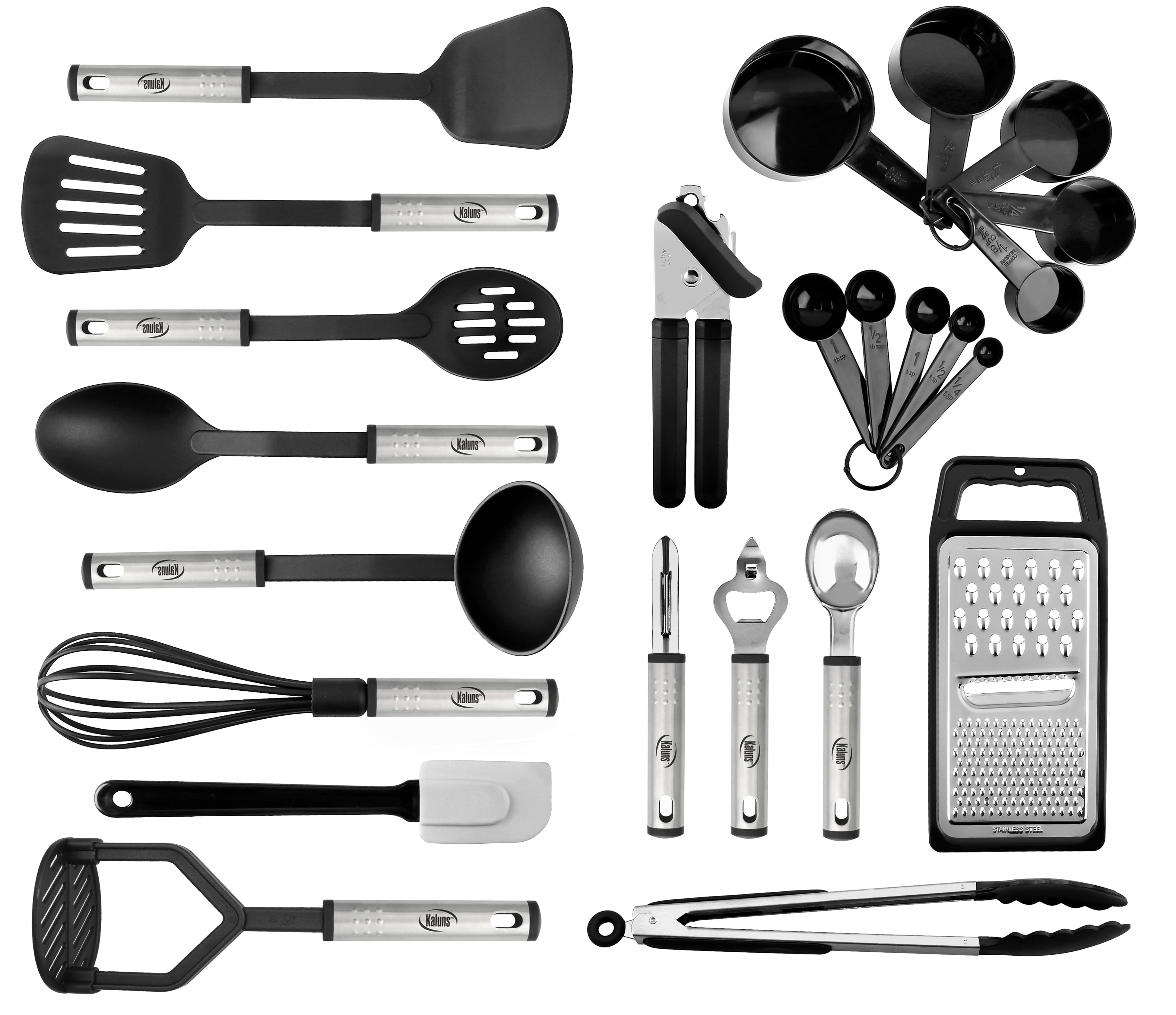 Kitchen Utensil set - 24 Nylon Stainless Steel Cooking Supplies - Non-Stick and Heat Resistant Cookware set - Cooking Utensils