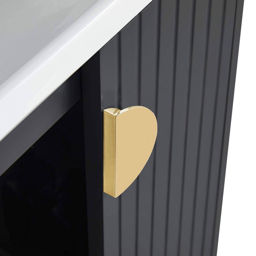 FINE FIXTURES Venezian 30 in. W x 18.11 in. D x 33 in. H Bathroom Vanity Side Cabinet in Black Matte with White Ceramic Top VN30BL-VNHA1SB