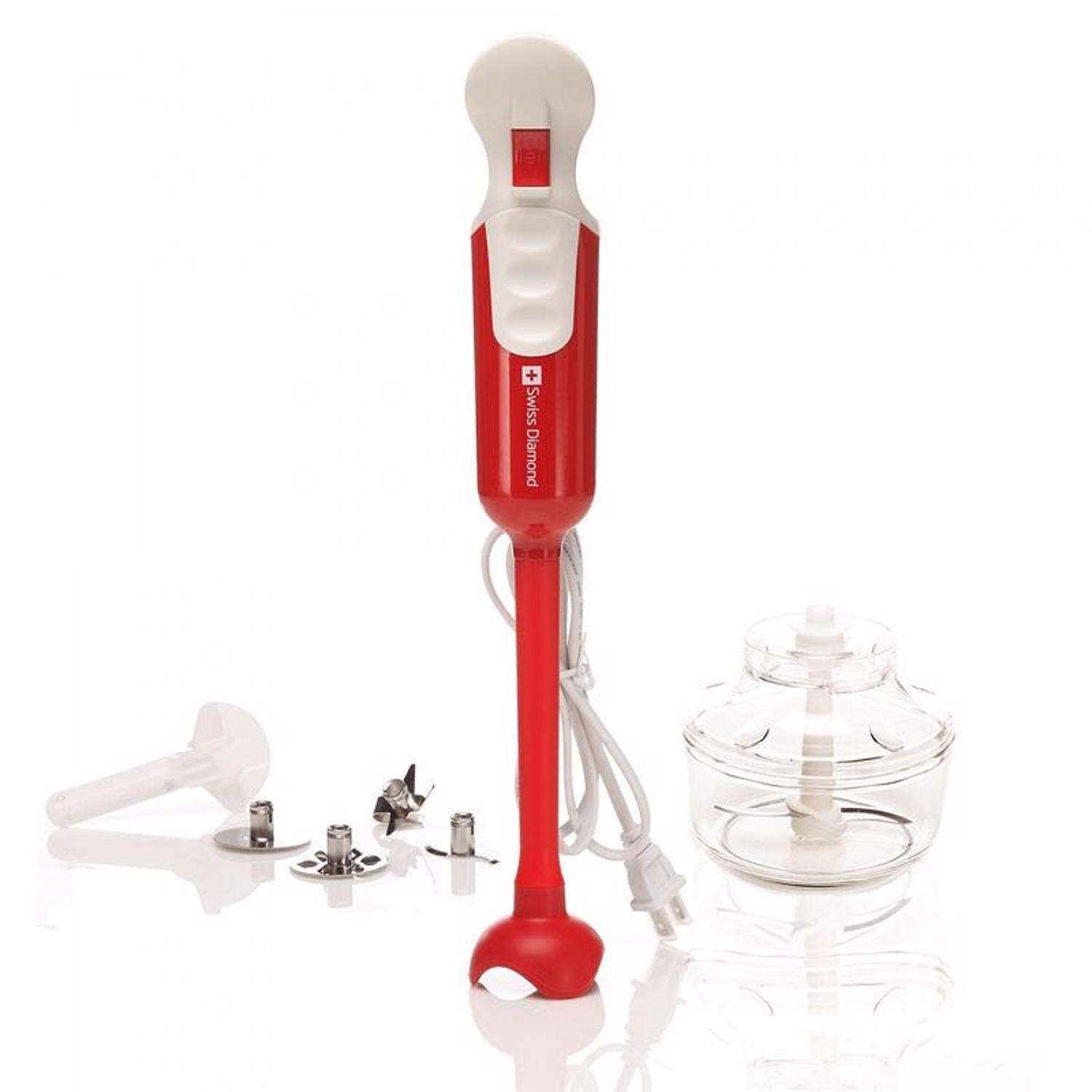 Swiss Diamond Red Plastic Immersion Blender/Chopper 0 oz 2 speed