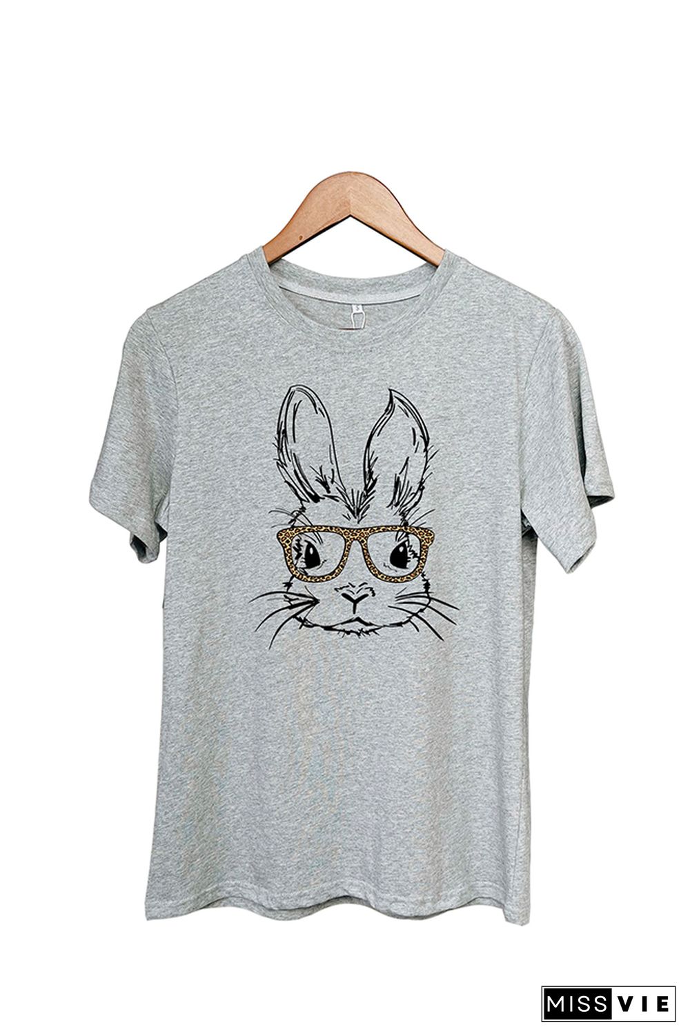 Easter Bunny With Glasses Short Sleeve Graphic Tee Wholesale