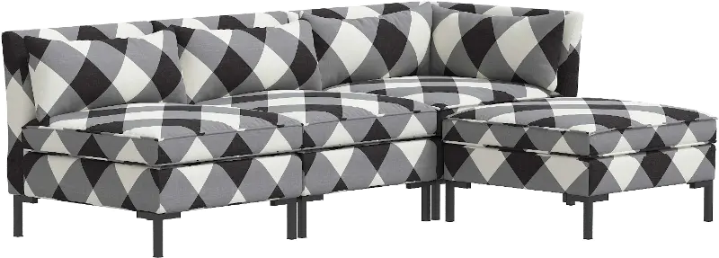 Jackson Charcoal Diamond Check 4-Piece Sectional - Skyline Furniture