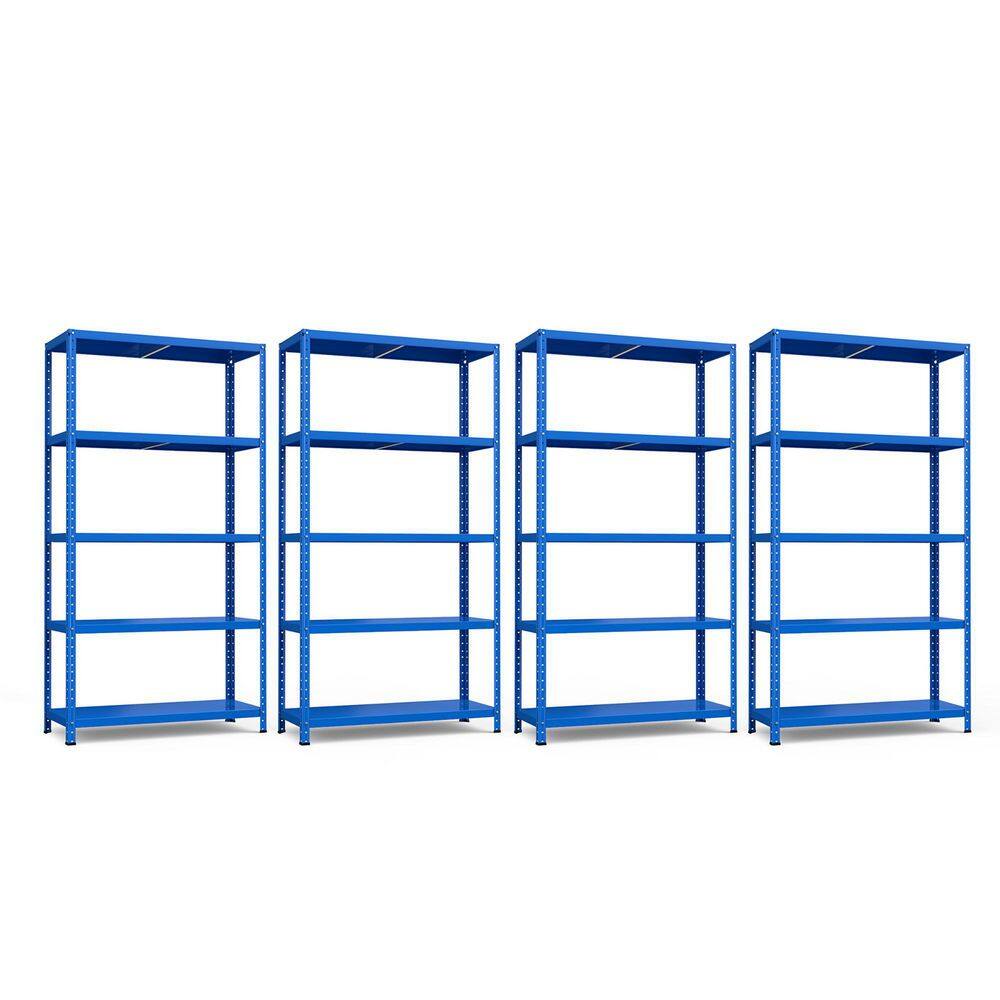 Costway 4-Piece 5-Tier Metal Shelving Unit Adjustable Heavy-Duty Utility Storage Rack Blue 4*JZ10106NY