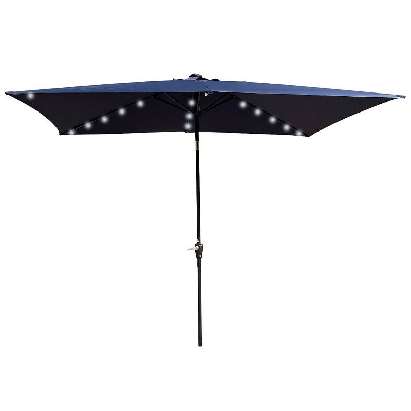 F.C Design Rectangular Solar LED Lighted Outdoor Umbrella - 10 x 6.5t Size - Crank and Tilt - Ideal for Garden， Backyard， Pool