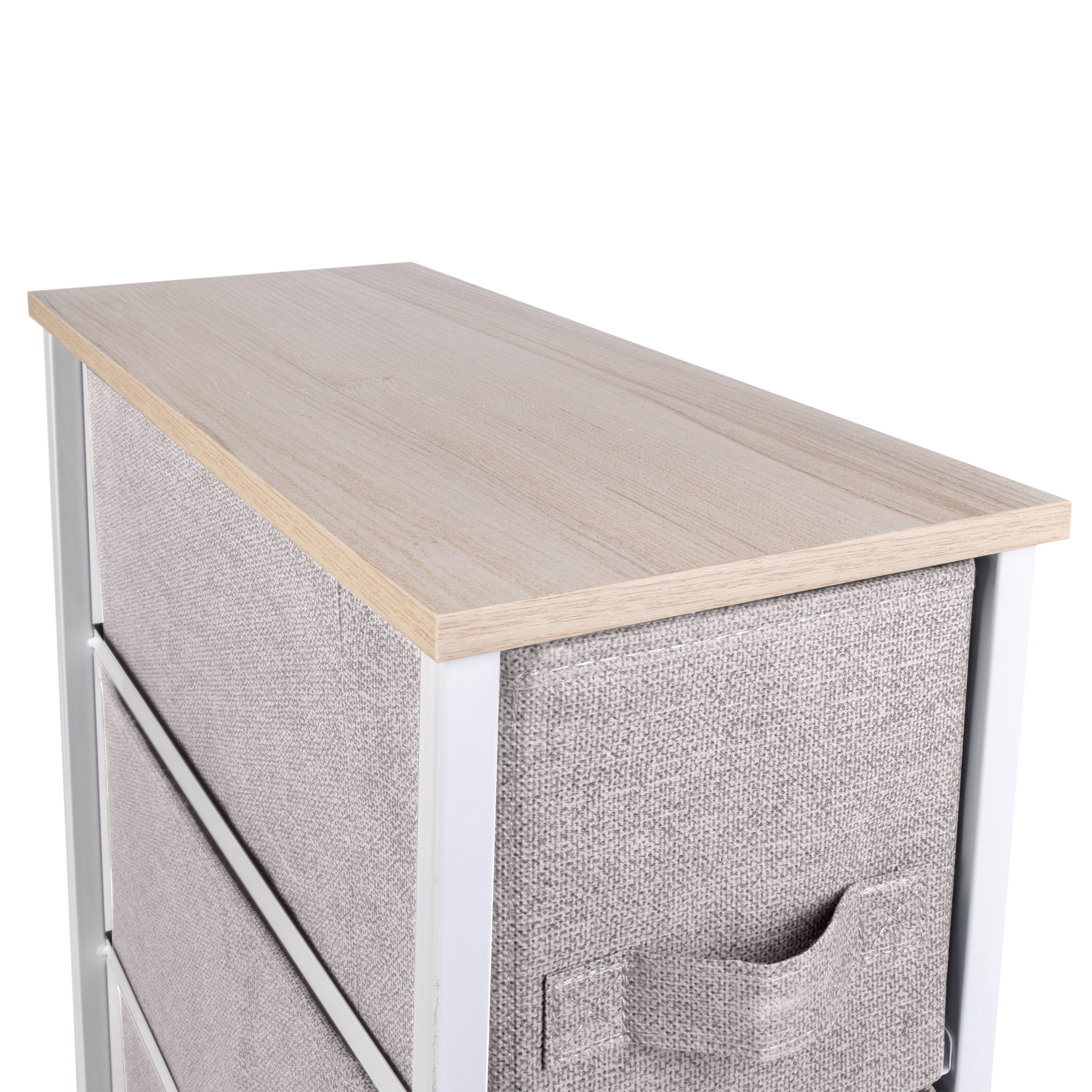 Simplify 4 Drawer Slim Chest with Fabric Drawers in Beige