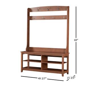 SAINT BIRCH Salisbury 49.3 in. Rustic Brown Hall Tree and Shoe Bench SBGM8221HTBM