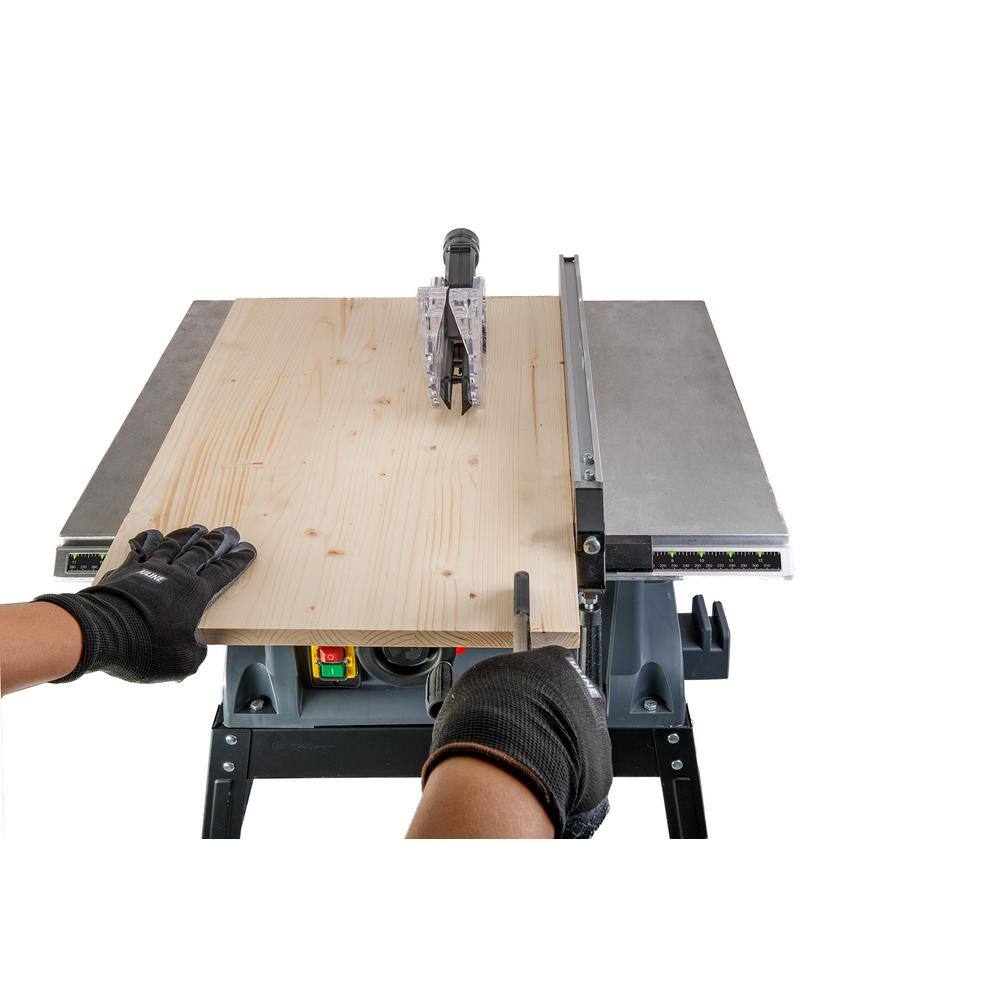 GENESIS 10 in. 15 Amp Table Saw with Metal Stand Miter Gauge Push Stick and Rip Fence GTS10SC